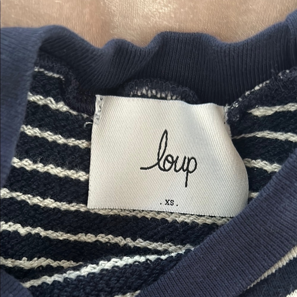 Girls Loup Navy and White Striped Sweatshirt Size XS - Picture 2 of 2